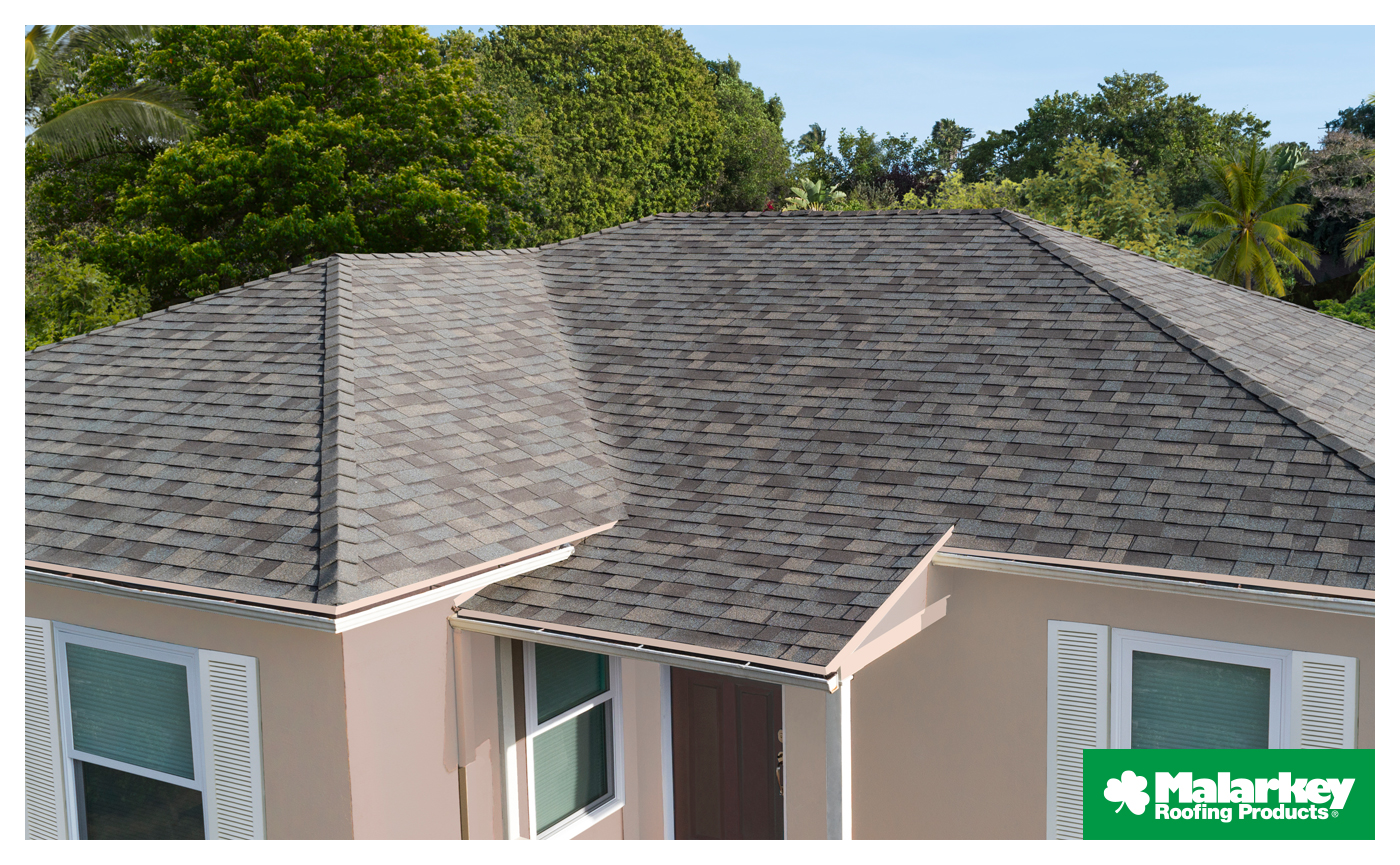 Home with Malarkey Roofing Products Willow Wood Ecoasis NEX Shingles.